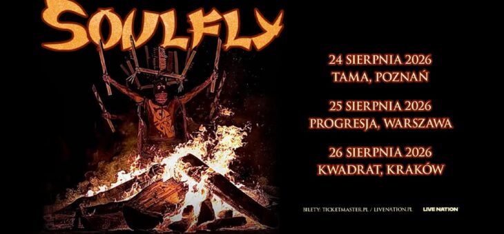 Soulfly / Poznań, Warszawa, Kraków / 24-26.08.2026 – Zapowiedź