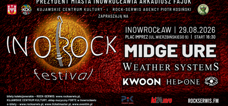 Ino Rock Festival 2026 / Plac Imprez, Inowrocław / 29.08.2026 – Przedstawienie artystów