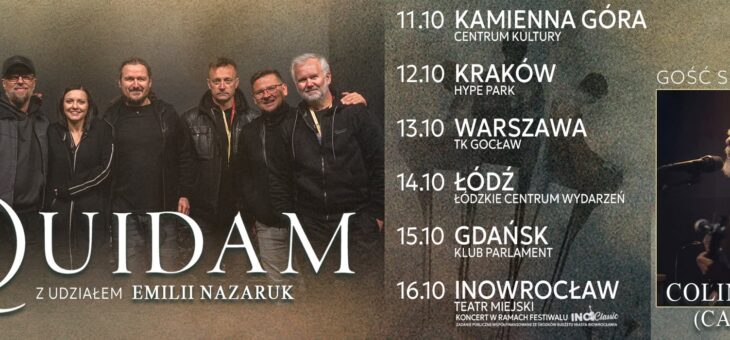 Quidam + Colin Bass / Kamienna Góra, Kraków, Warszawa, Łódź, Gdańsk, Inowrocław / 11-16.10.2026 – Zapowiedź